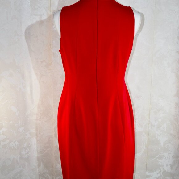 Talbots Red Sleeveless Midi Dress | Square Neck | 6P Petite - Picture 2 of 5
